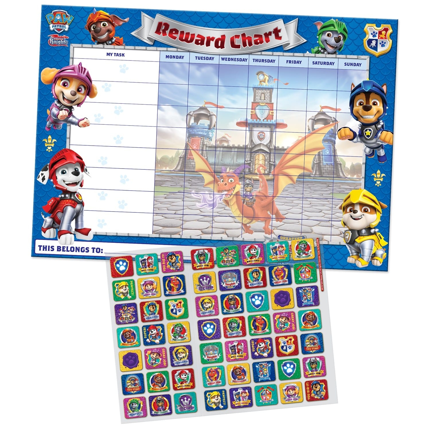 PAW Patrol Rescue Knights Reward Chart Paper Projects PAW Patrol Rescue Knights Reward Chart Paper Projects