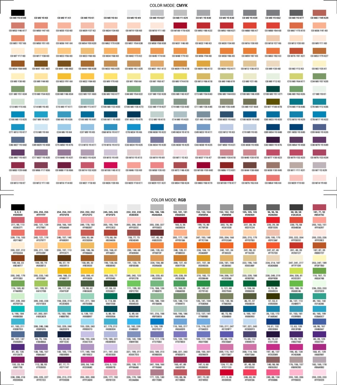 Printable Rgb Color Chart For Sublimation