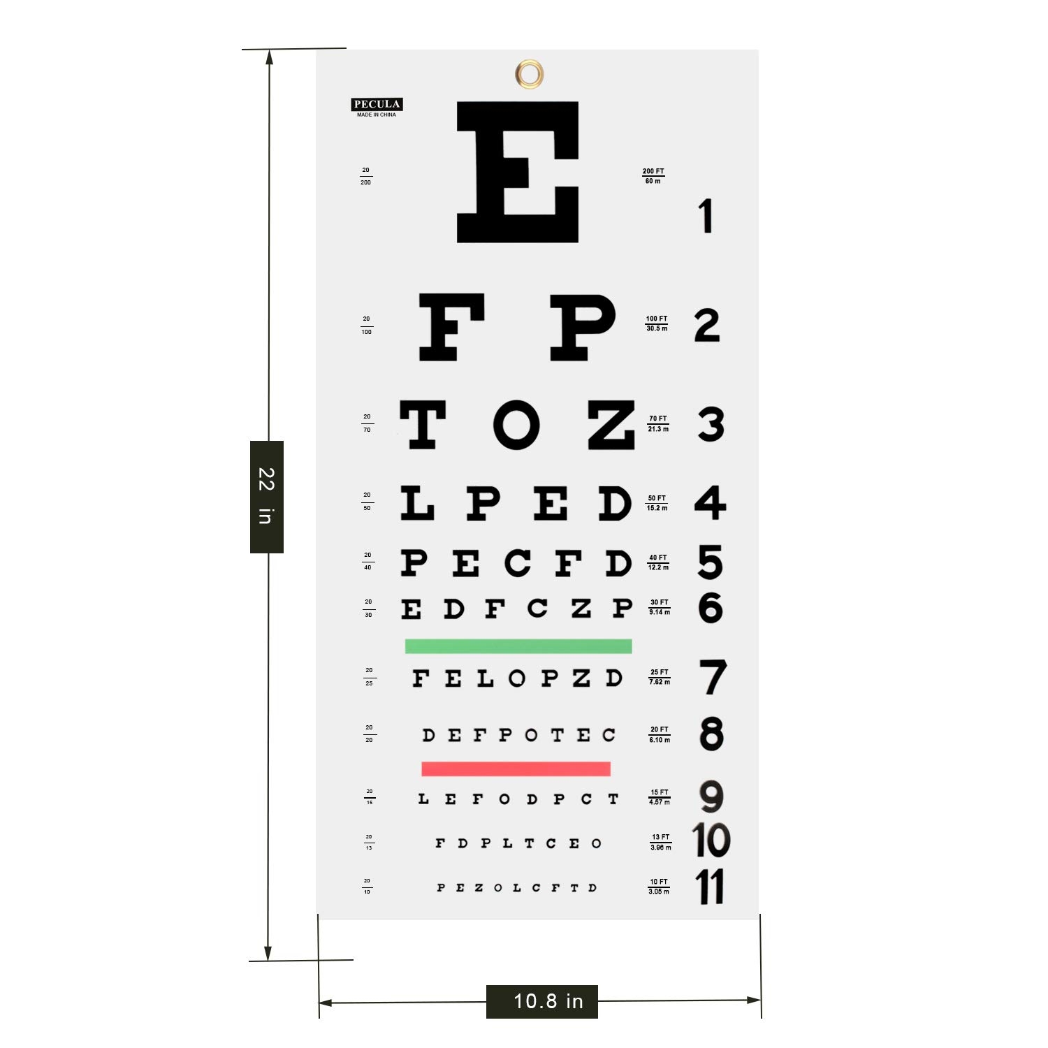 PECULA Eye Chart For Exams Snellen Wall Chart 20 Feet 11 X 22 In Amazon co uk Stationery Office Supplies