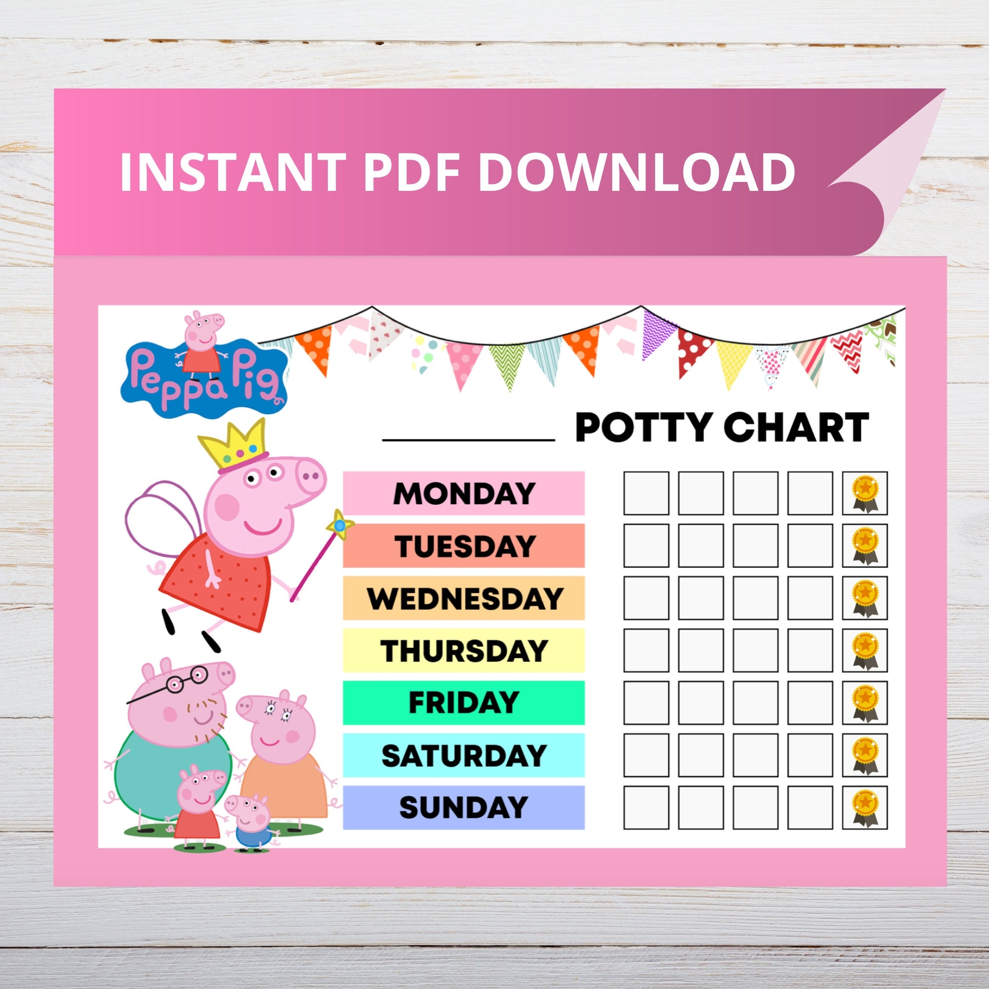 Peppa Potty Training Chart Peppa Pig Reward Chart Etsy Israel