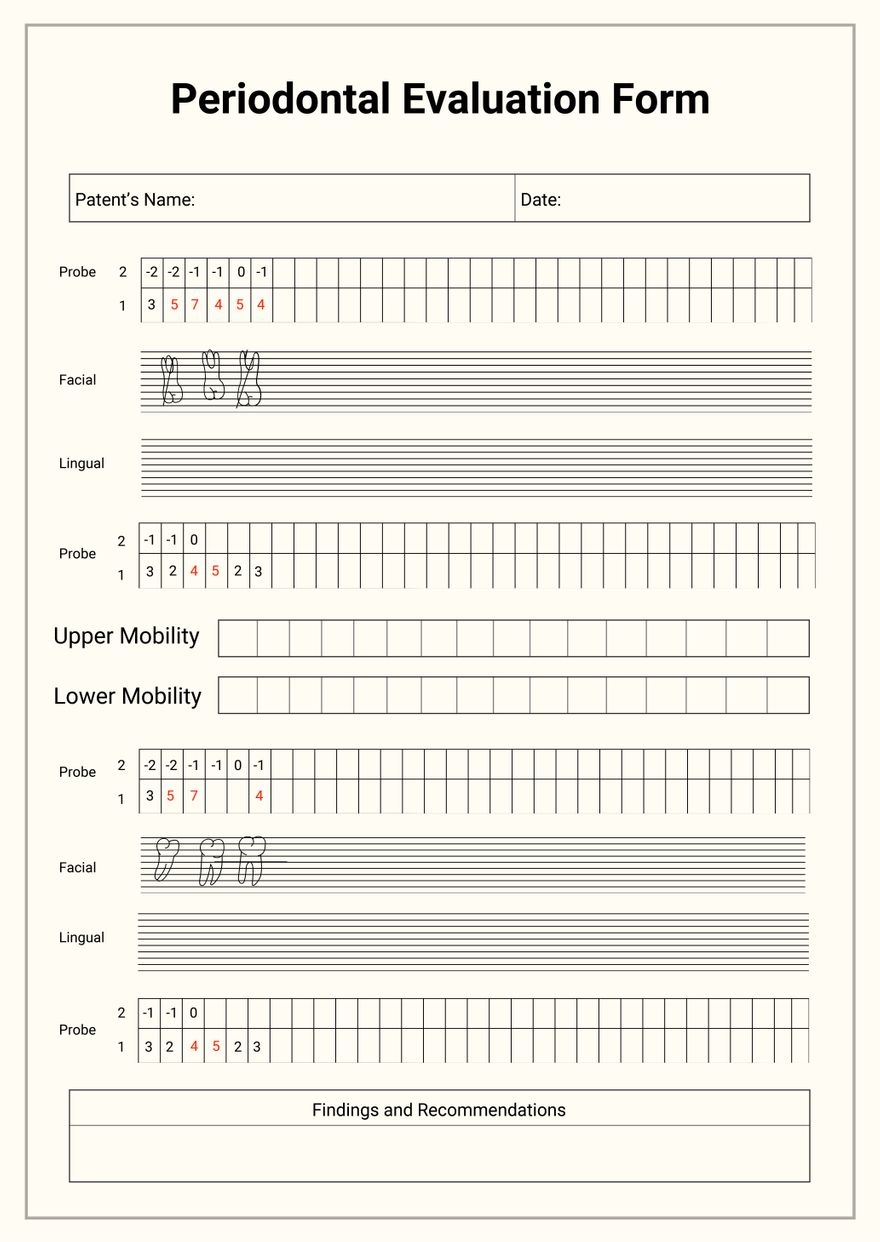 Periodontal Printable Charting