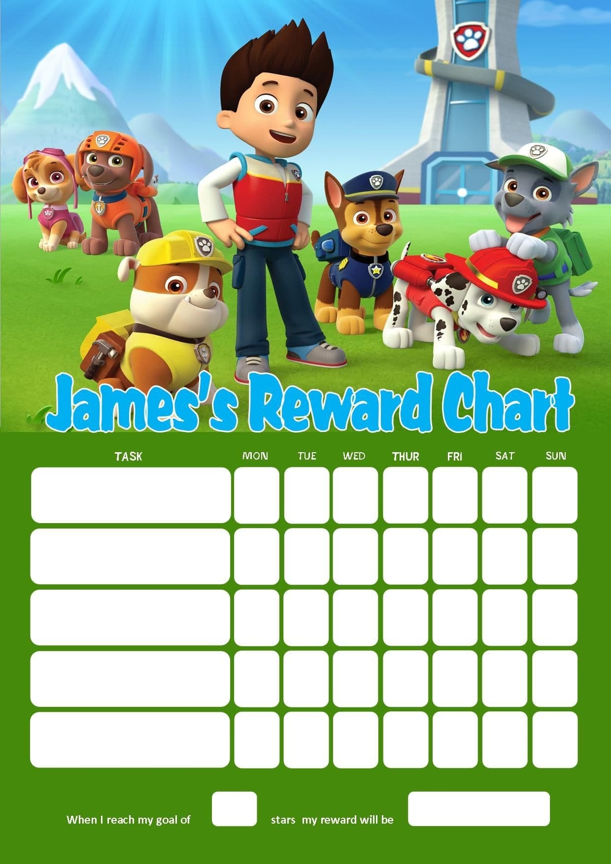 Personalised Paw Patrol Reward Chart Adding Photo Option Available Personalised Paw Patrol Reward Chart Adding Photo Option Available