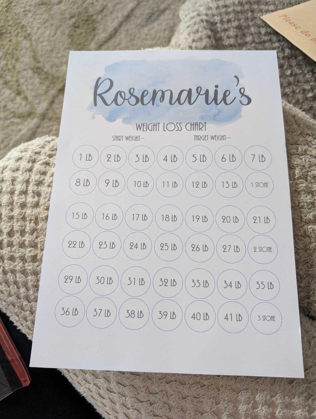 Personalised Weight Loss Chart 12 Week Countdown Bundle Weight Loss Tracker EBay