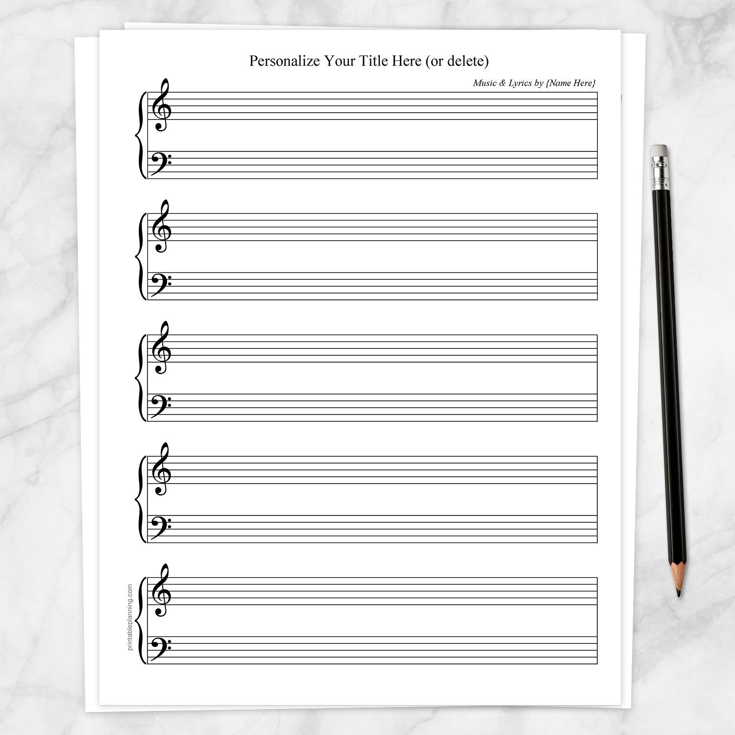 Personalized Blank Piano And Vocals Sheet Music Printable Worksheets Library