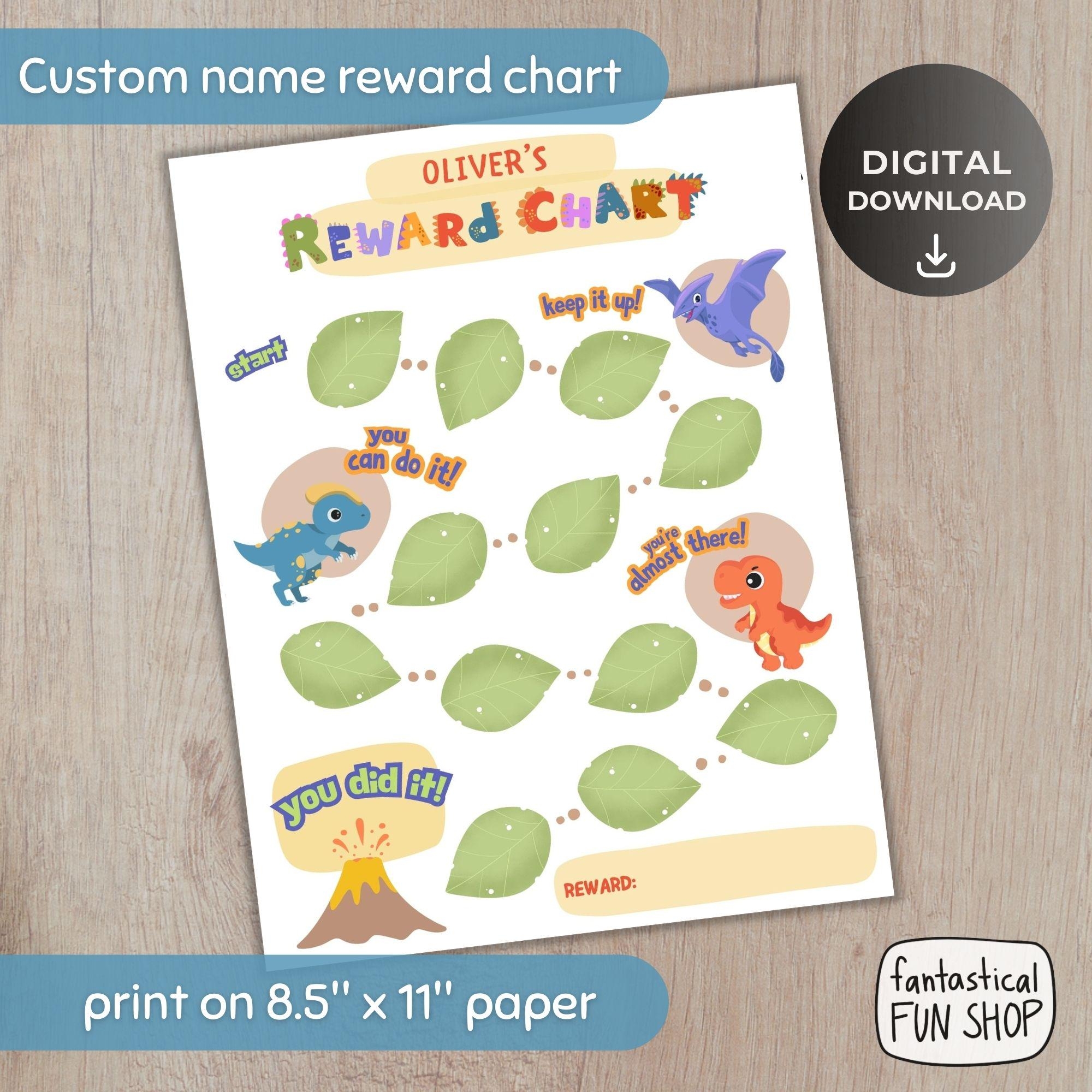 Personalized Dinosaur Reward Chart Kids Printable Tracker digital Download Etsy