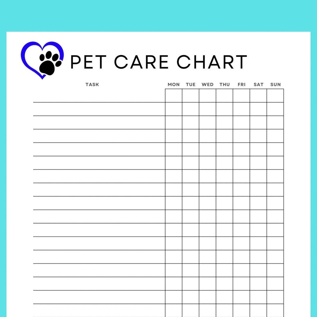 Pet Care Chart Etsy