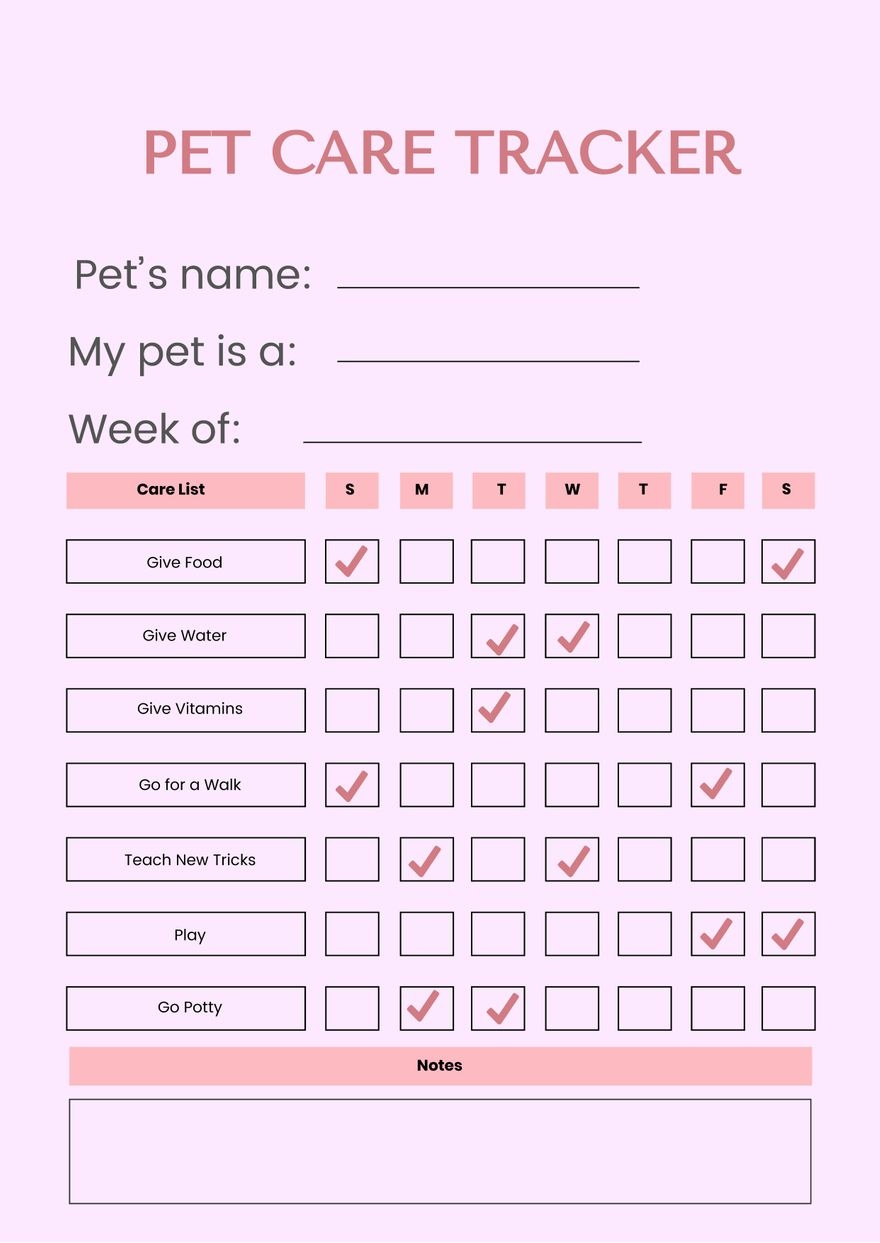 Pet Care Chart In Illustrator PDF Download Template