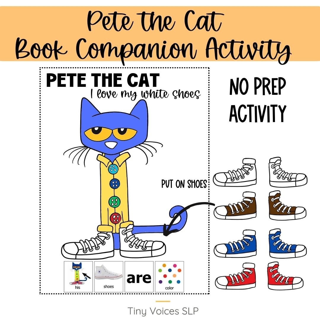 Pete The Cat White Shoes Book Companion AAC Communication Boards Sentence Strips Etsy