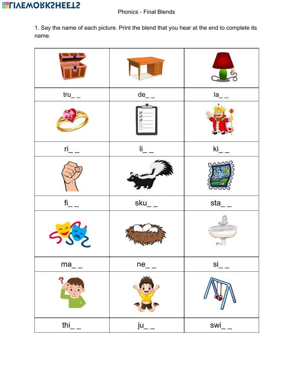 Phonics Final Blends Part 2 Worksheet Live Worksheets Worksheets Library
