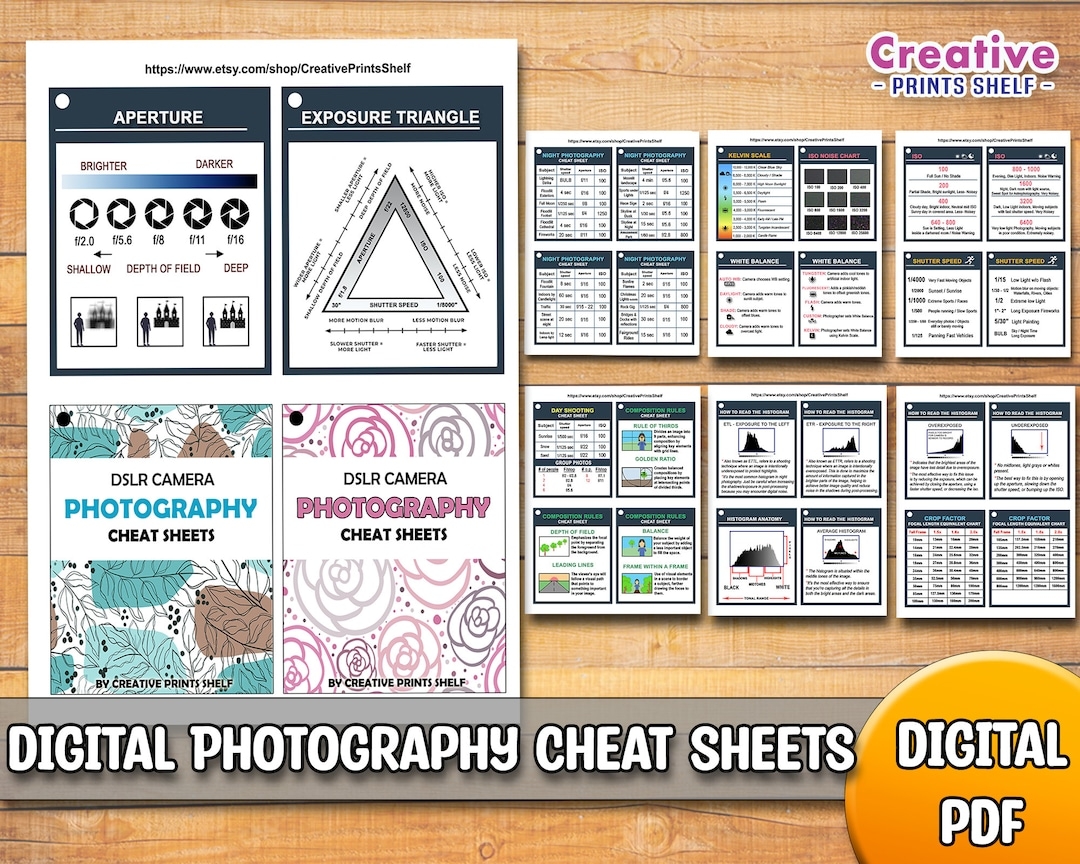 Photography Cheat Sheet Cards Printable DIY Basics Instant Download For Manual Photography Reference Cards For Your Camera Etsy