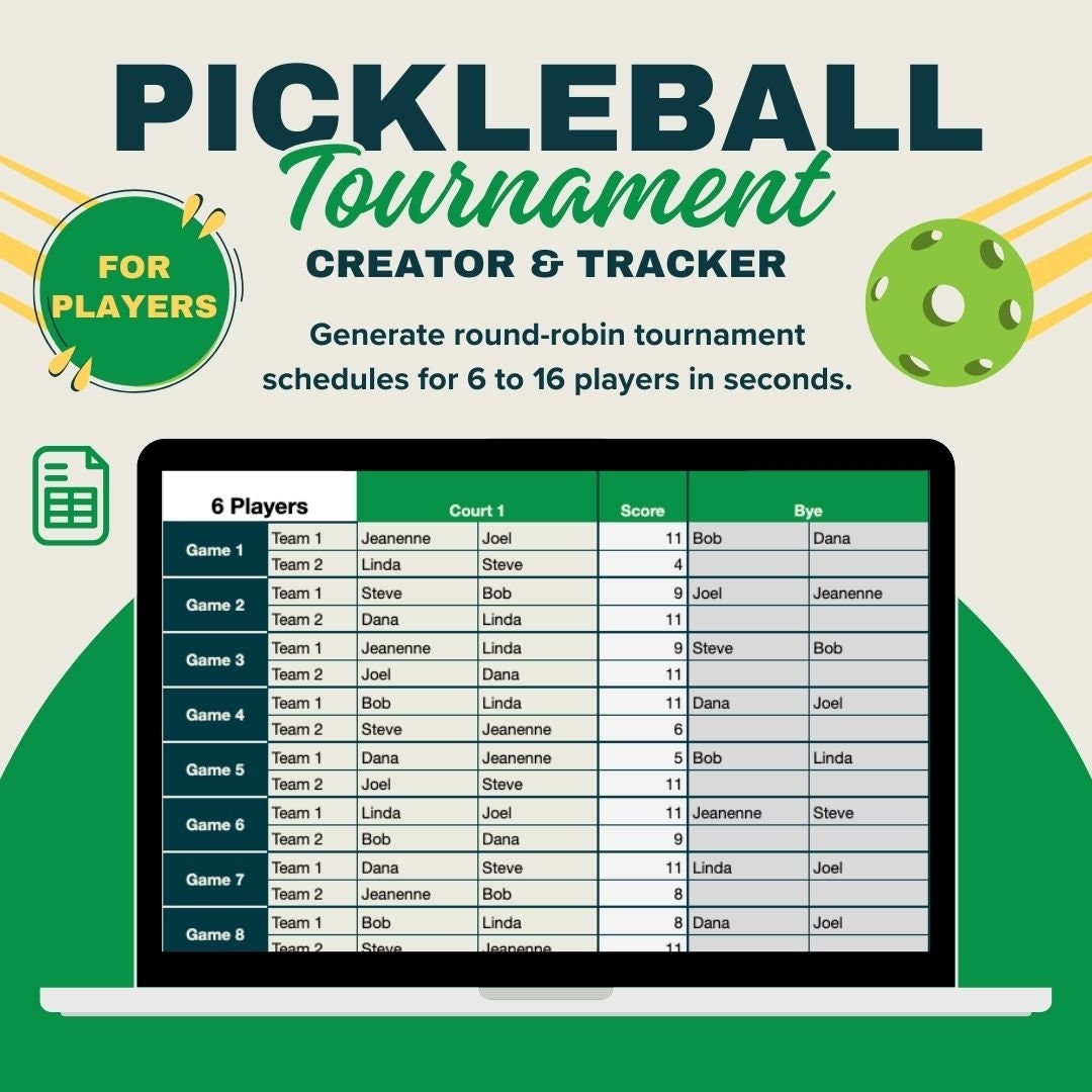 Pickleball Round Robin Score Sheet Etsy