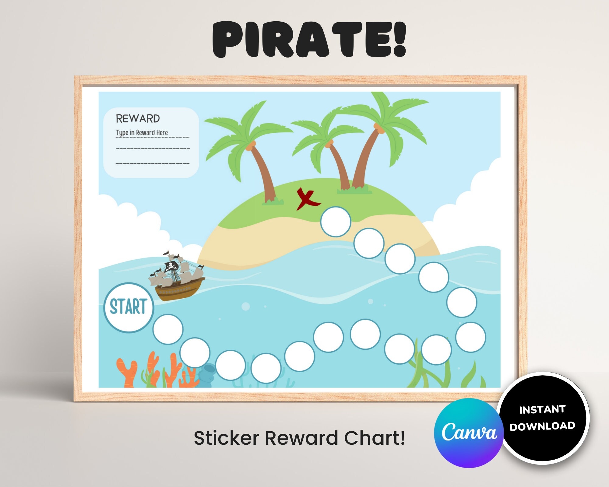 PIRATE Editable Sticker Chart chore Chart responsibility Charts homeschool Resources classroom Reward reward Chart potty Training Chart Etsy
