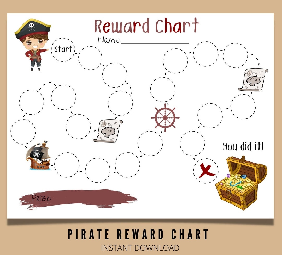 Pirate Reward Chart Printable Chore Chart For Kids Boys Daily Chore Chart Behavior Chart Pirate Sticker Chart Boys Kids Reward Chart Etsy