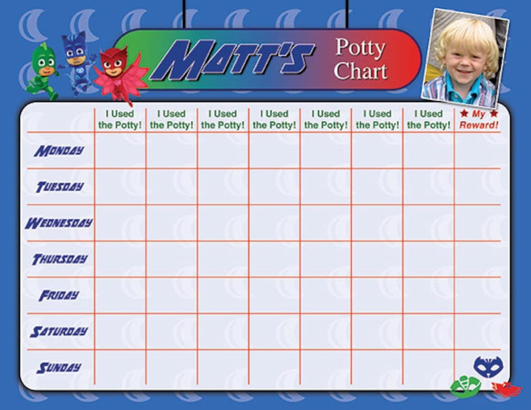 PJ Masks Potty Chart Potty Training Chart Potty Reward Chart Potty Sticker Chart Customized Personalized Printable Chores Chart Etsy Denmark