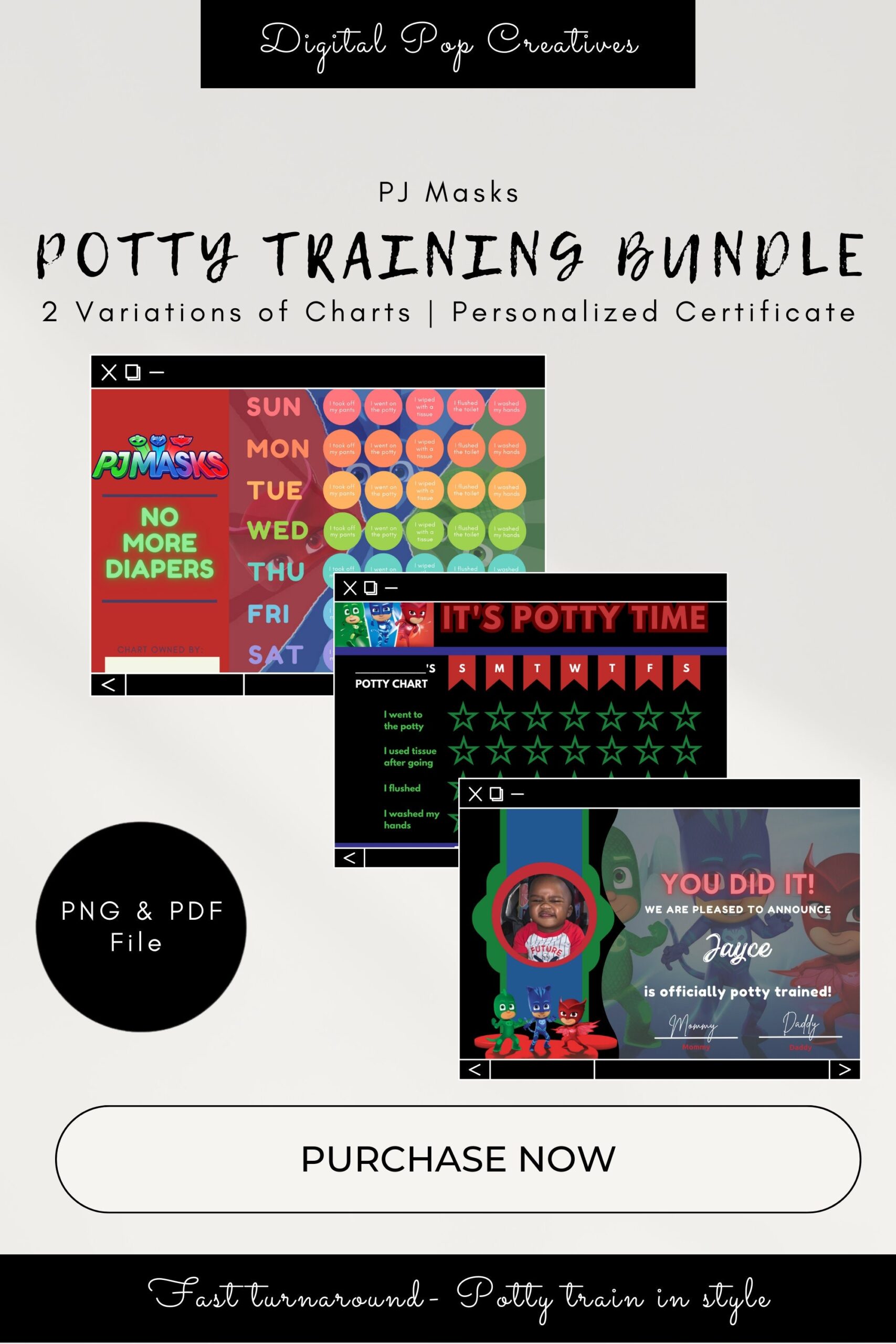 PJ Masks Potty Training Chart Certificate Etsy PJ Masks Potty Training Chart Certificate Etsy