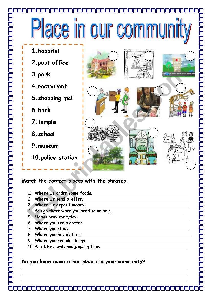 Place In Our Community ESL Worksheet By Plakmutt Place In Our Community ESL Worksheet By Plakmutt