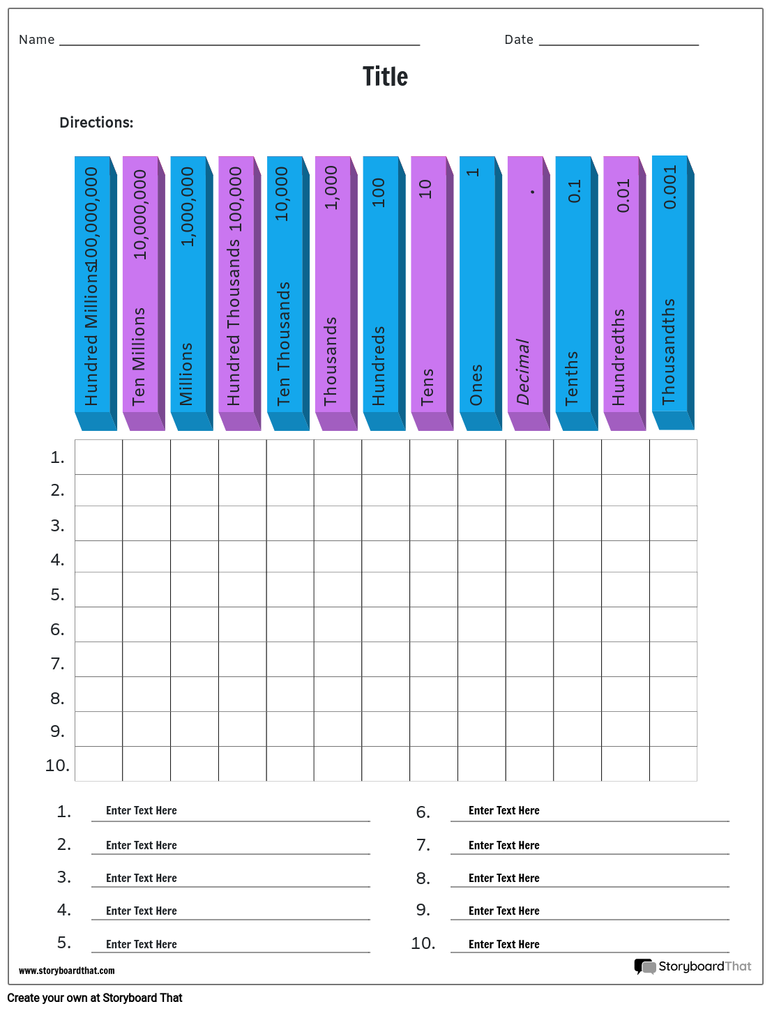 Place Value Worksheets Free Place Value Charts Worksheets Library