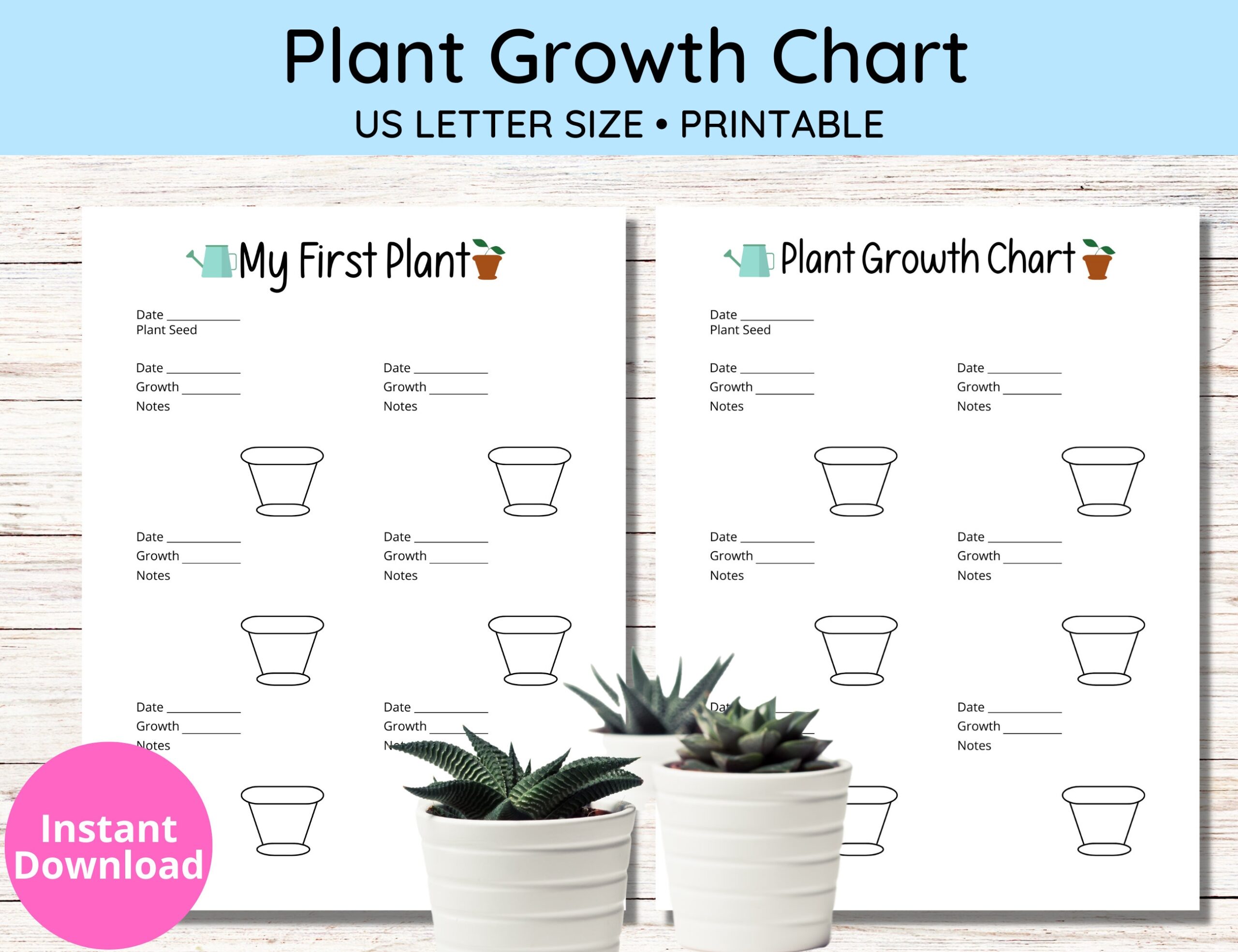 Plant Growth Chart For Kids First Plant Log US Letter PDF Etsy