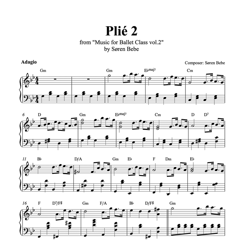 Pli 2 Piano Sheet Music For Ballet Class PDF By S ren Bebe