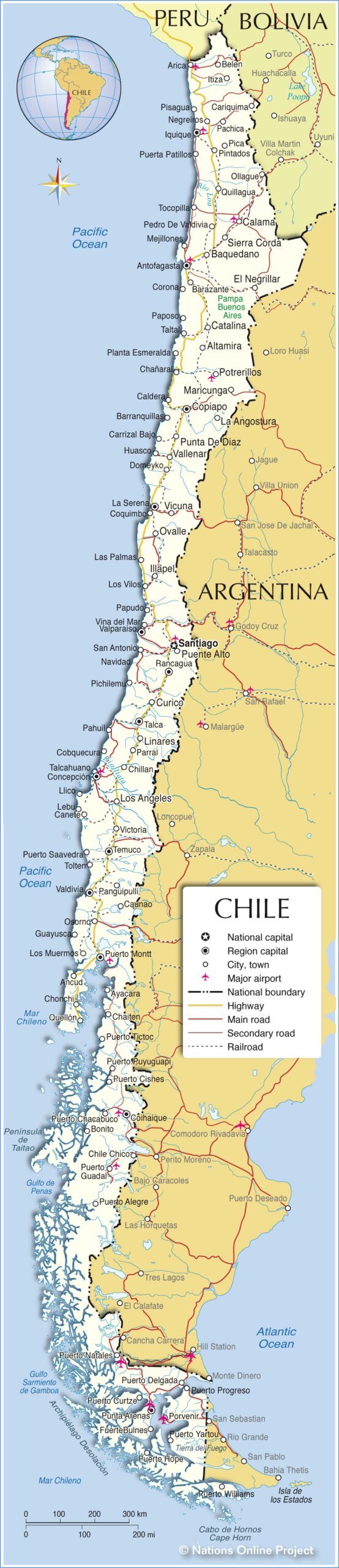 Political Map Of Chile Nations Online Project