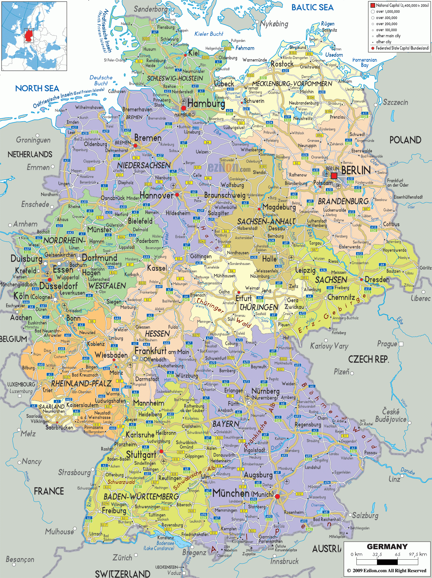 Political Map Of Germany With Cities And States Full Guide To Capitals Borders And Regions Ezilon Maps Political Map Of Germany With Cities And States Full Guide To Capitals Borders And Regions Ezilon Maps