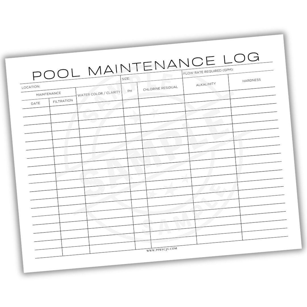 Pool Maintenance Log Printable PDF Track Cleaning Schedule Water Testing Chemical Levels And Equipment Checks For Pool Care Etsy Israel Pool Maintenance Log Printable PDF Track Cleaning Schedule Water Testing Chemical Levels And Equipment Checks For Pool Care Etsy Israel