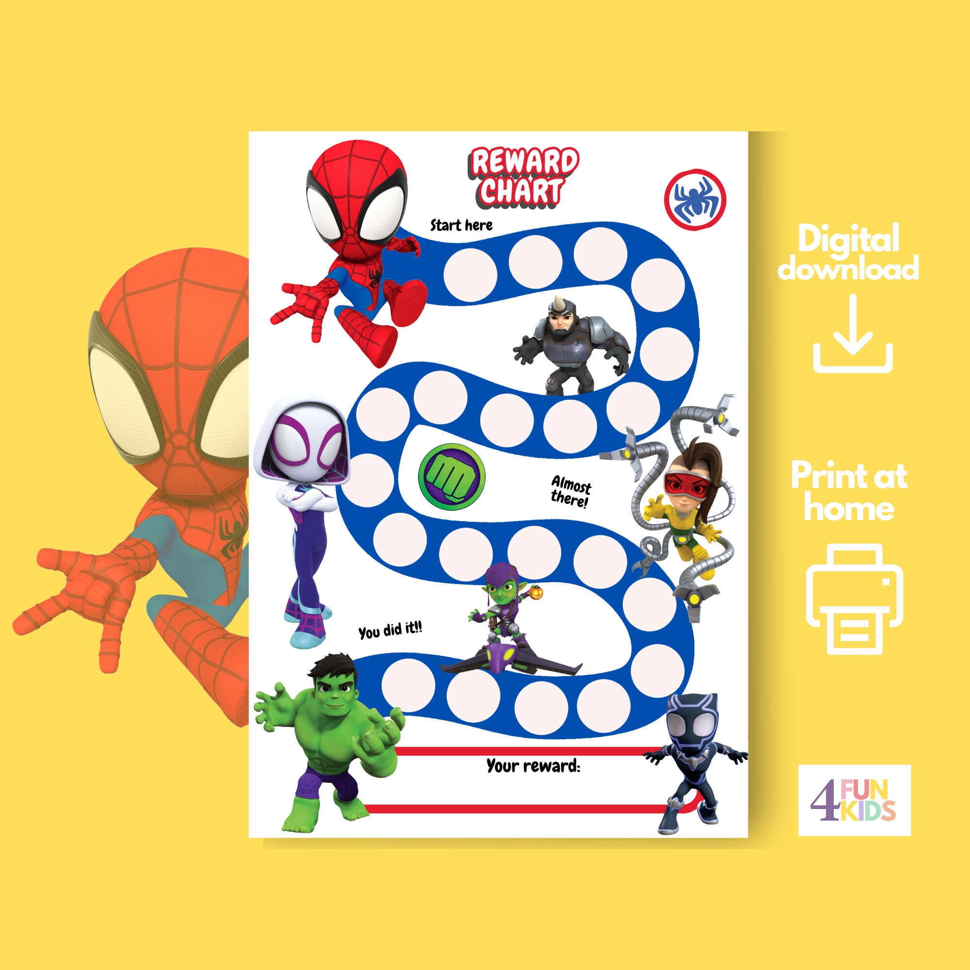 Potty Chart Printable Spiderman Etsy