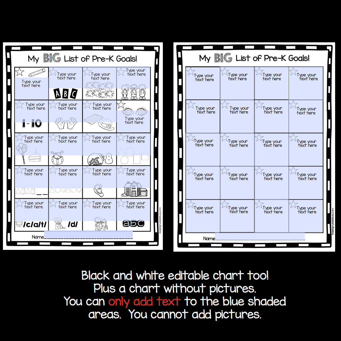 Pre K Goals Chart FREEBIE Keeping My Kiddo Busy