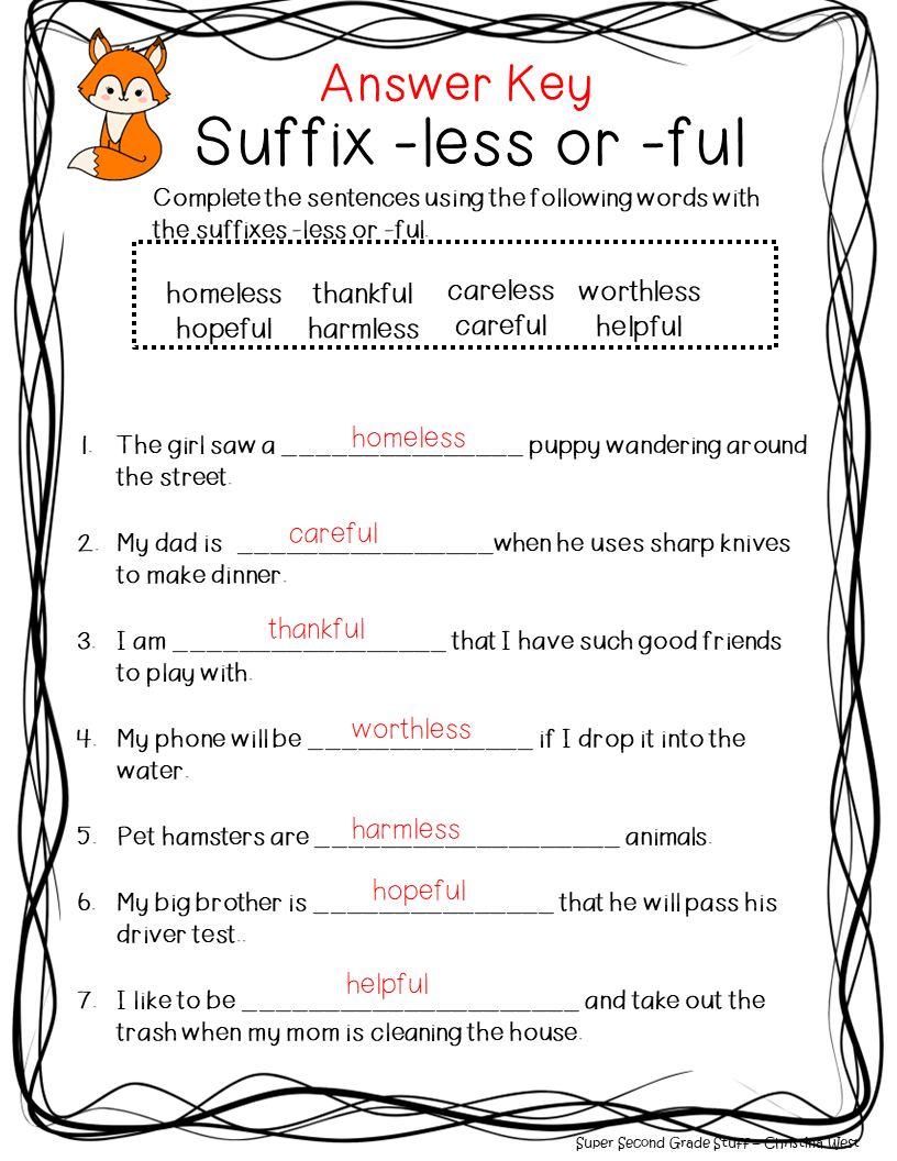 Free Printable Suffix Worksheets
