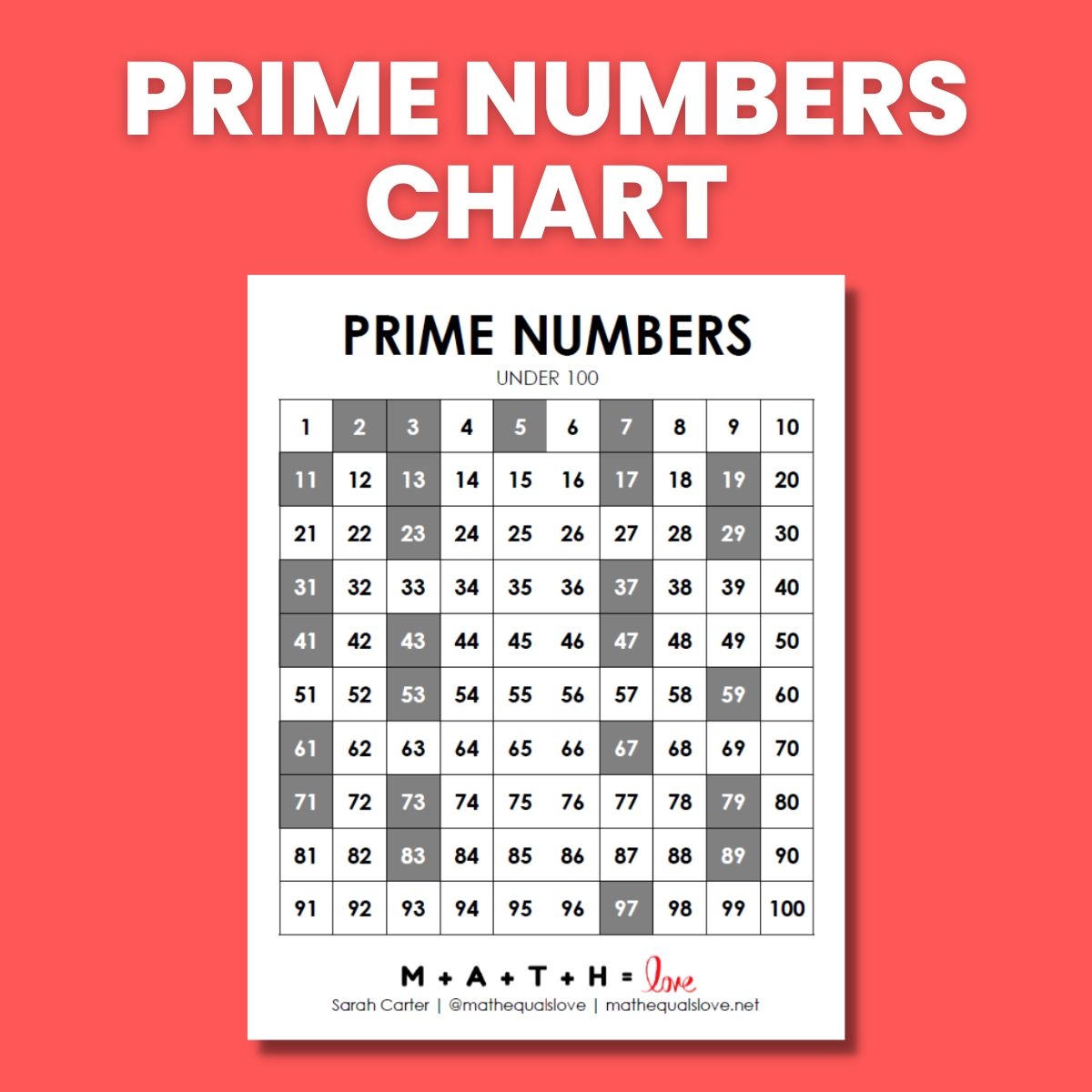 Prime Numbers Chart 1 100 Free Printable PDF 