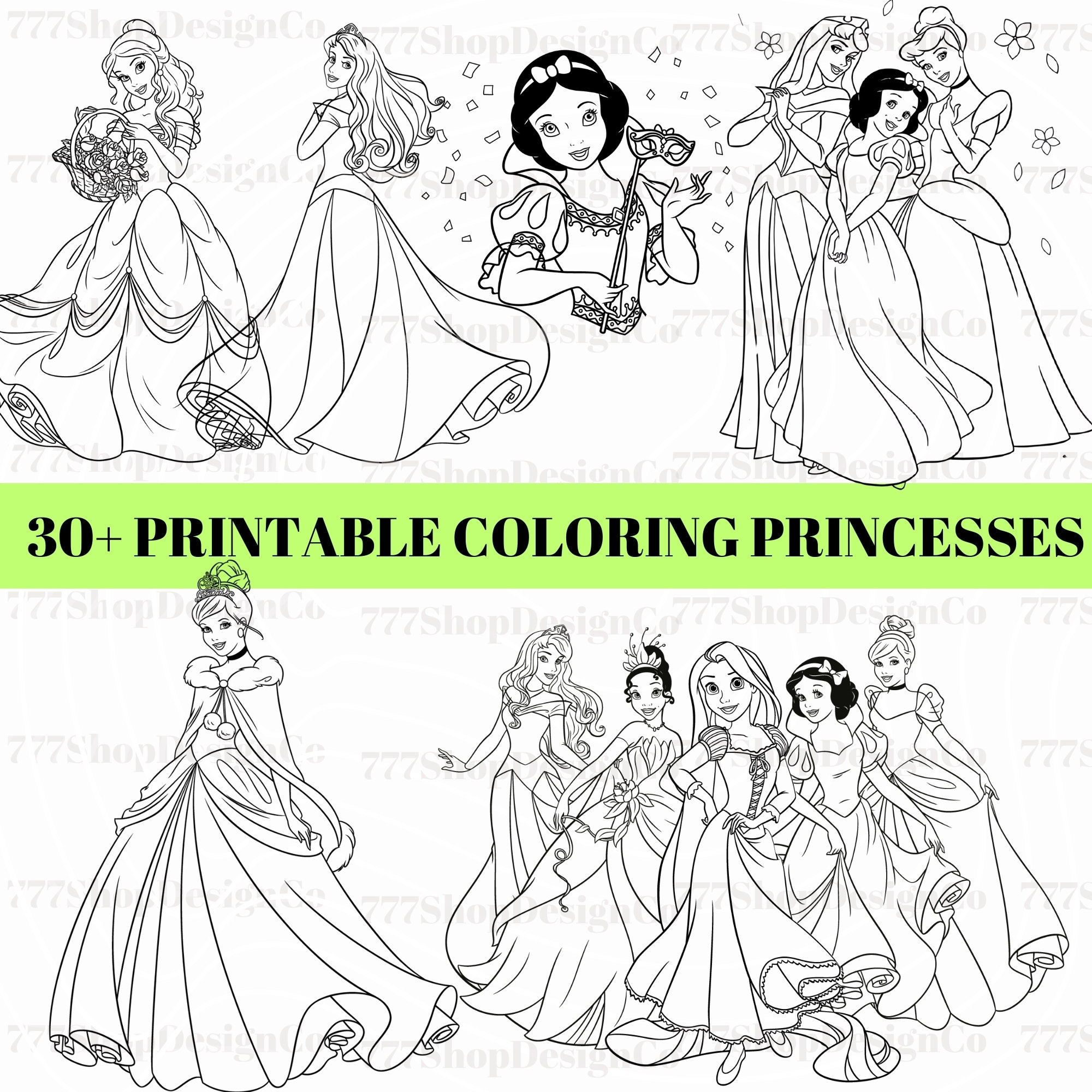 Princess Coloring Sheets PDF 30 Coloring Pages Kids Creative Activity Book For Kids Toddlers Pdf Etsy