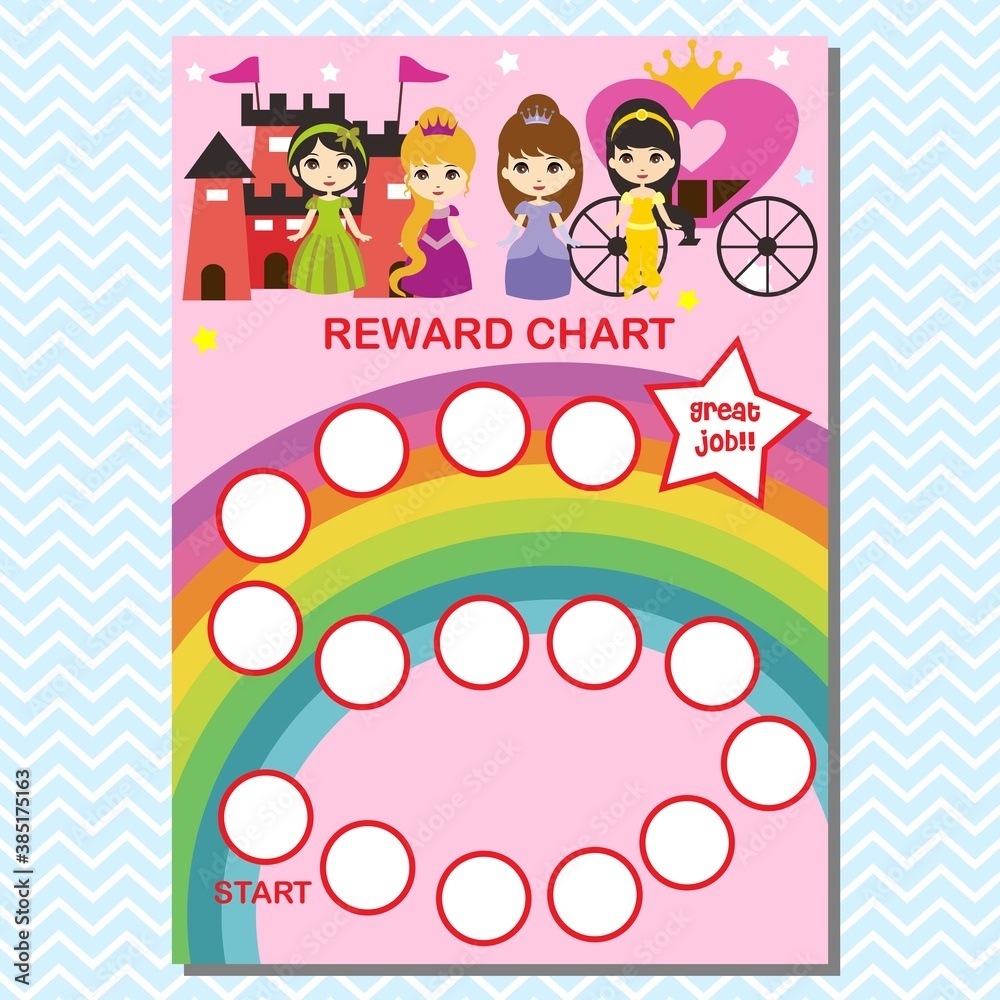 Princess Reward Chart For Girl Stock Vector Adobe Stock Princess Reward Chart For Girl Stock Vector Adobe Stock