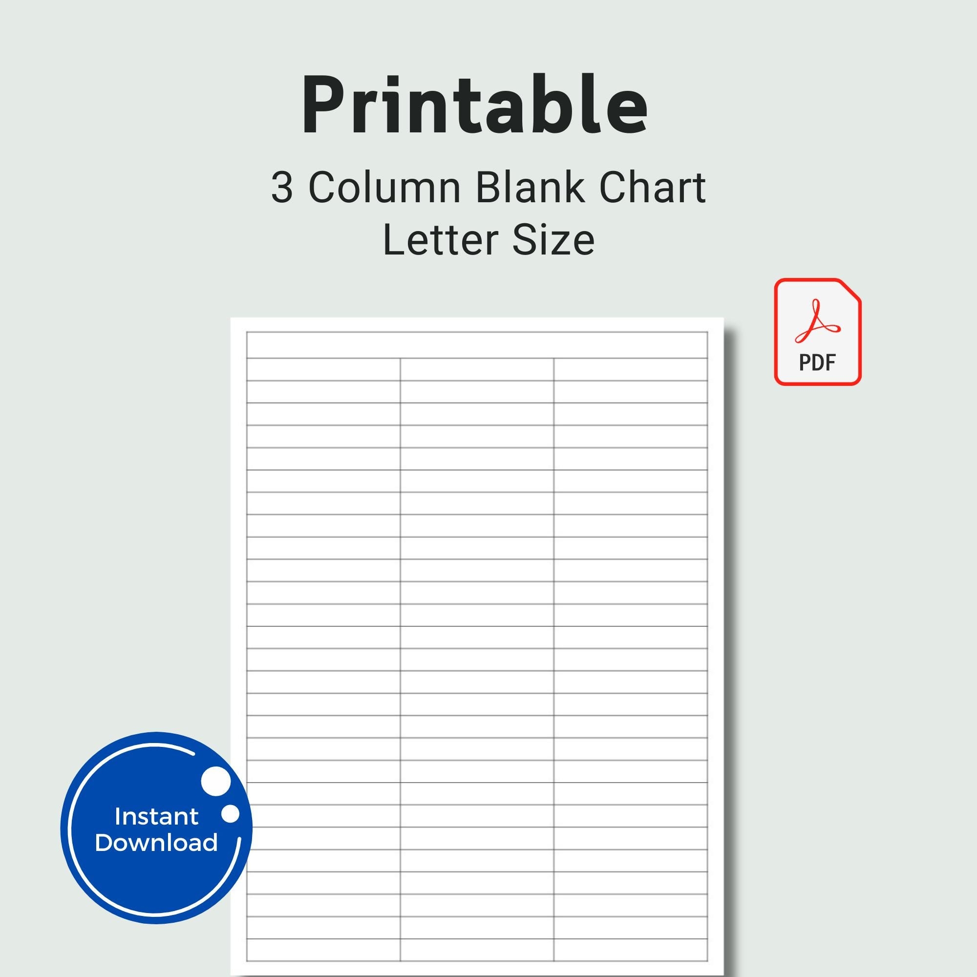 Printable 3 column Blank Chart Text Input PDF Template US Letter Etsy Printable 3 column Blank Chart Text Input PDF Template US Letter Etsy