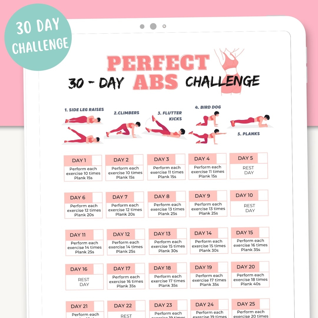 Printable 30 Day Ab Challenge 100 Ab Exercises 30 Day Ab Challenge Extended Calendar Printable Printable 30 Day Ab Challenge 100 Ab Exercises 30 Day Ab Challenge Extended Calendar Printable