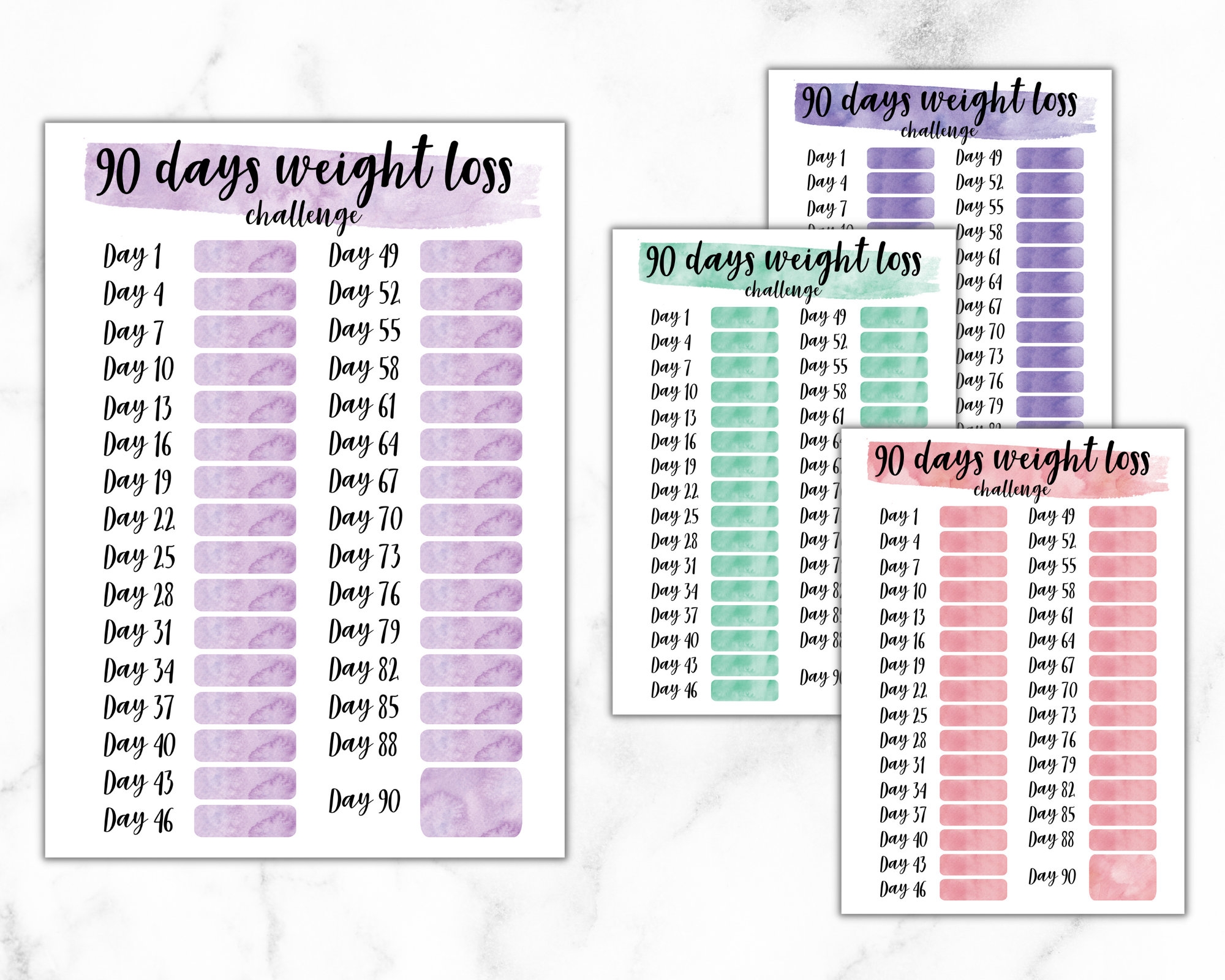 Printable 90 Day Weight Loss Challenge Tracker 4 X Digital 3 Day Weight Tracker Weight Loss Chart Weight Watchers Slimming World Tik Tok Etsy