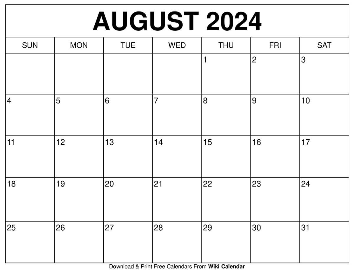 Printable August 2024 Calendar Wiki Calendar Apache OpenOffice Templates