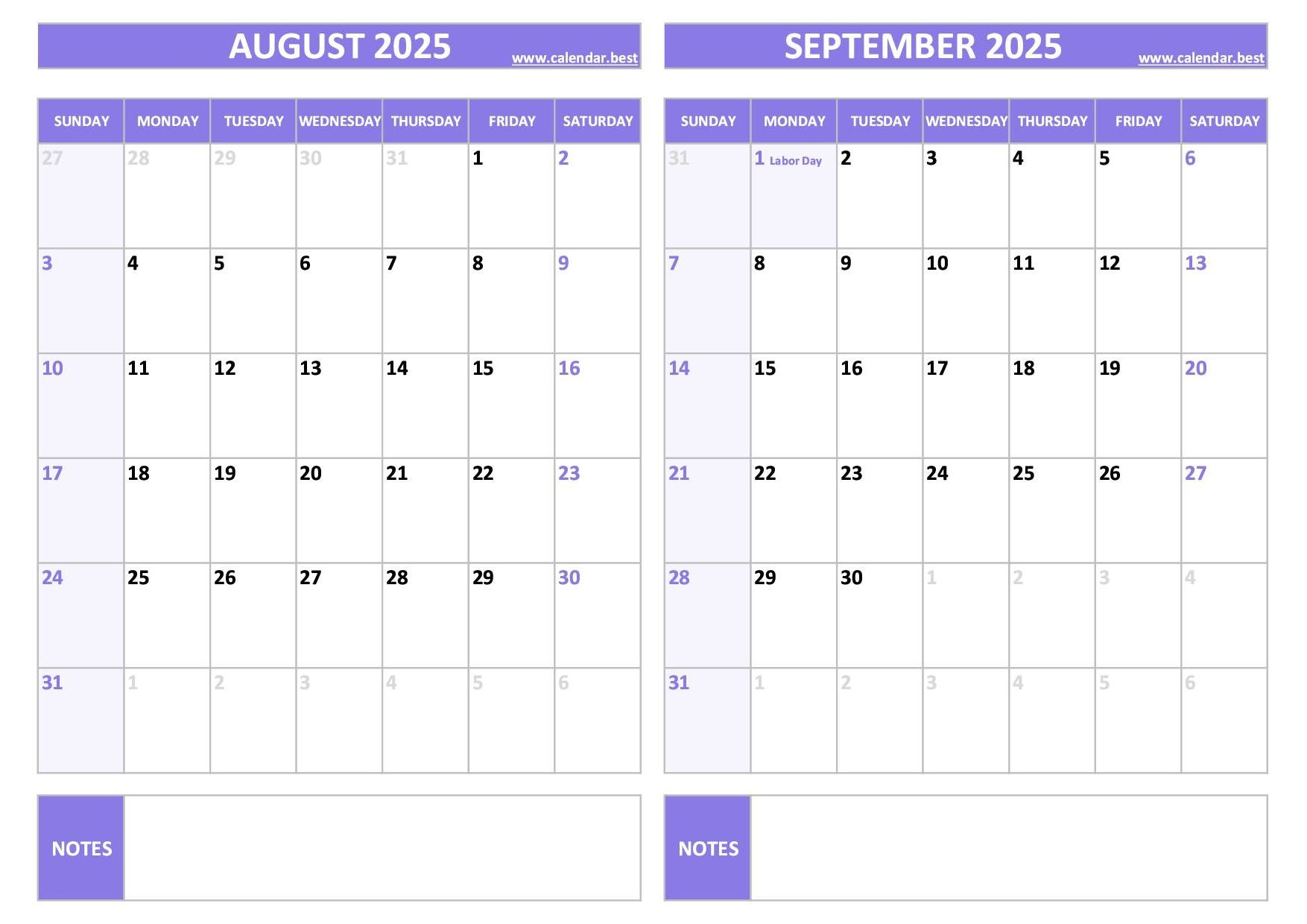 Printable August And September 2025 Calendar Free PDF JPG Downloads
