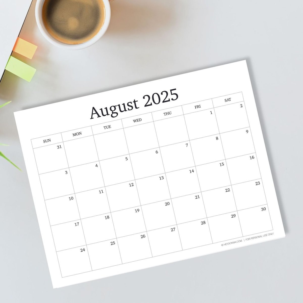 Printable August Monthly Calendar 2025 Hey Donna Printable August Monthly Calendar 2025 Hey Donna