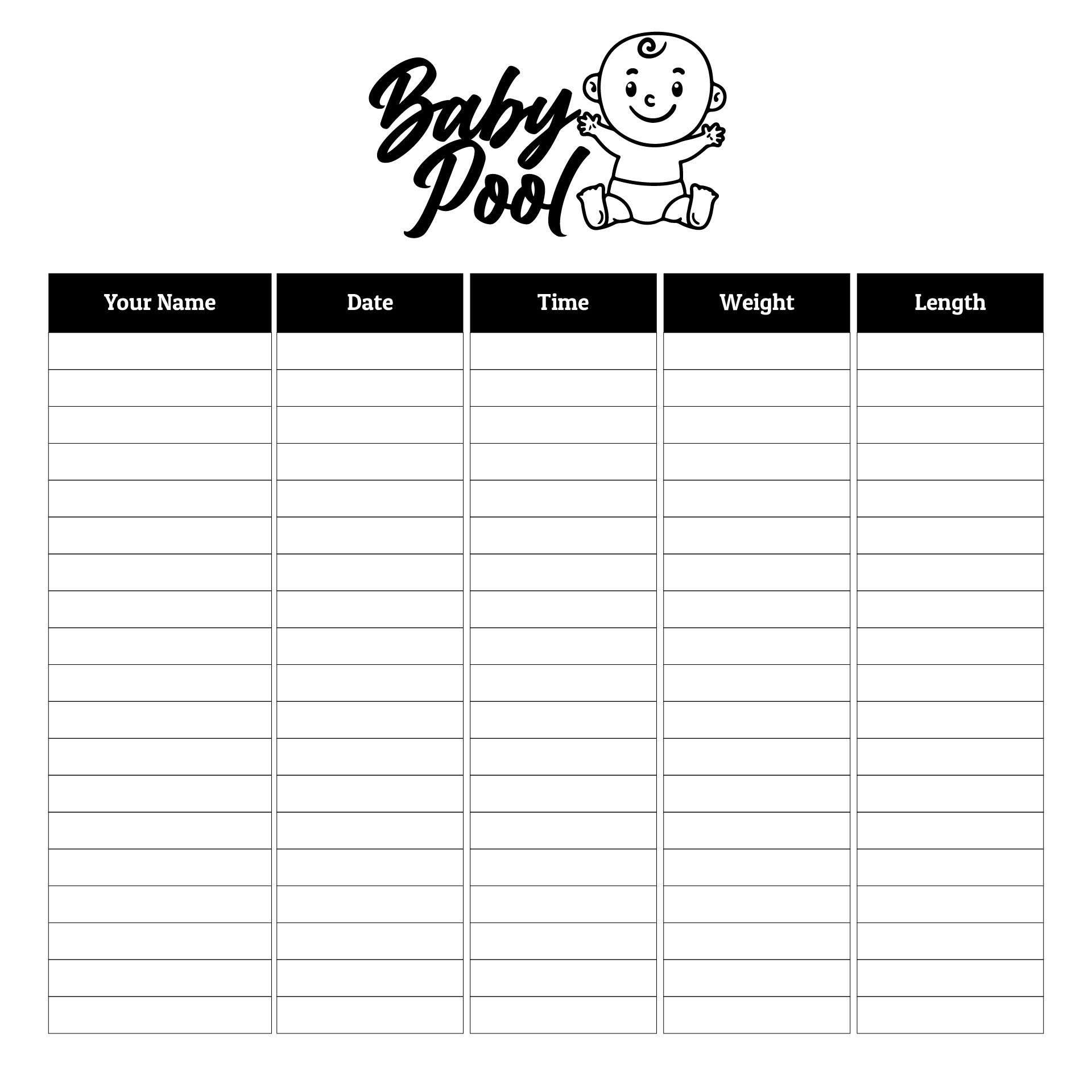 Printable Baby Baby Guess Calendar Printable Baby Pool Baby Due Date Guess Calendar Baby Guessing