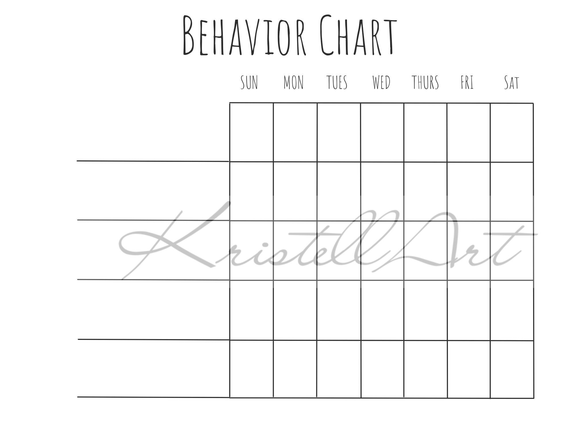 Printable Behavior Chart Blank Digital Download Etsy Printable Behavior Chart Blank Digital Download Etsy
