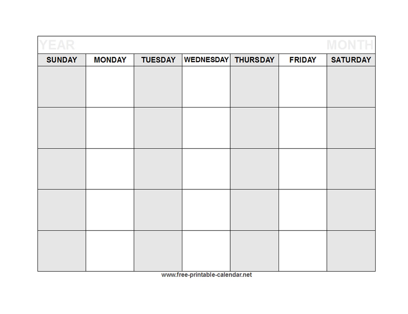 Blank Printable Calender
