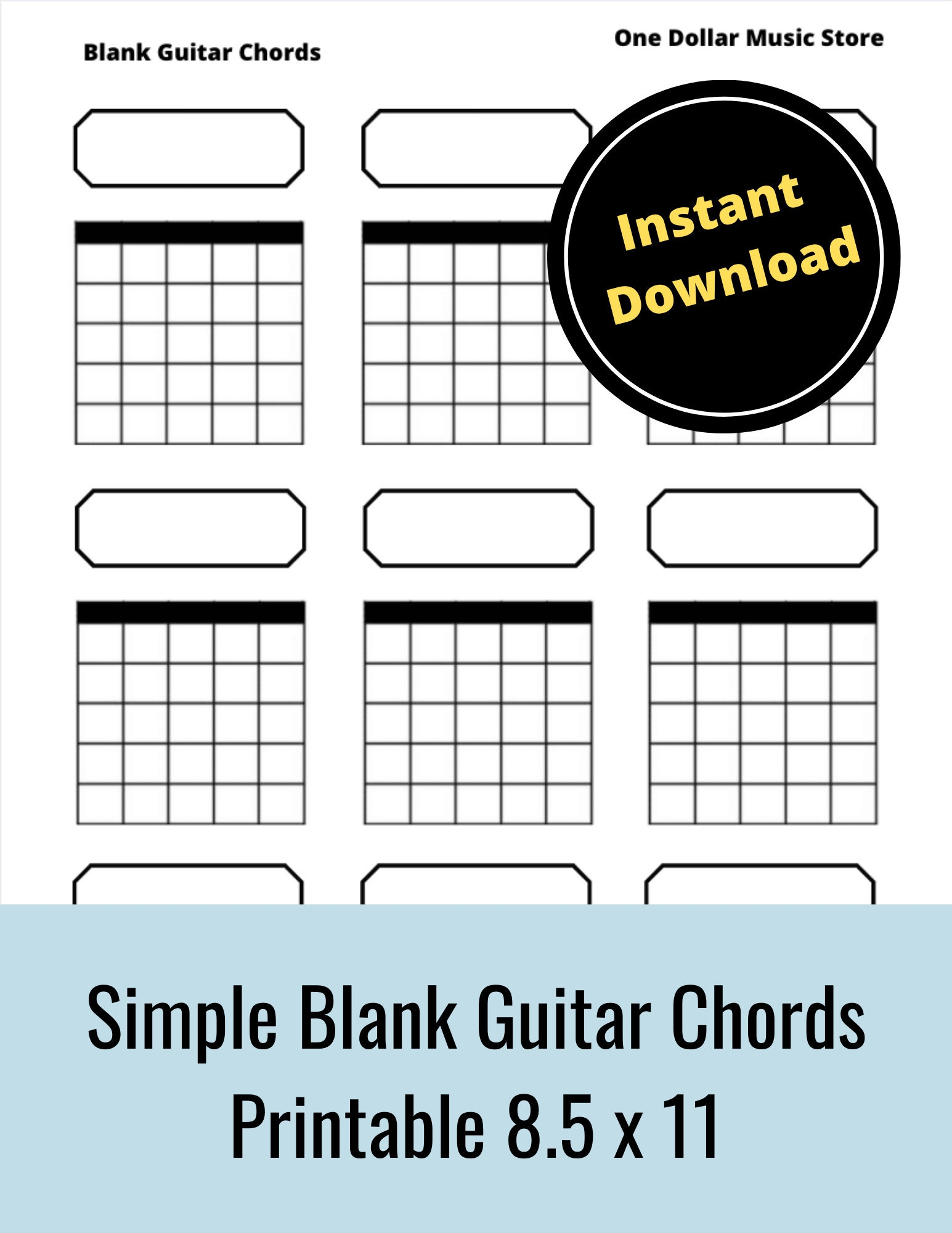 Empty Guitar Chord Chart Printable Empty Guitar Chord Chart Printable