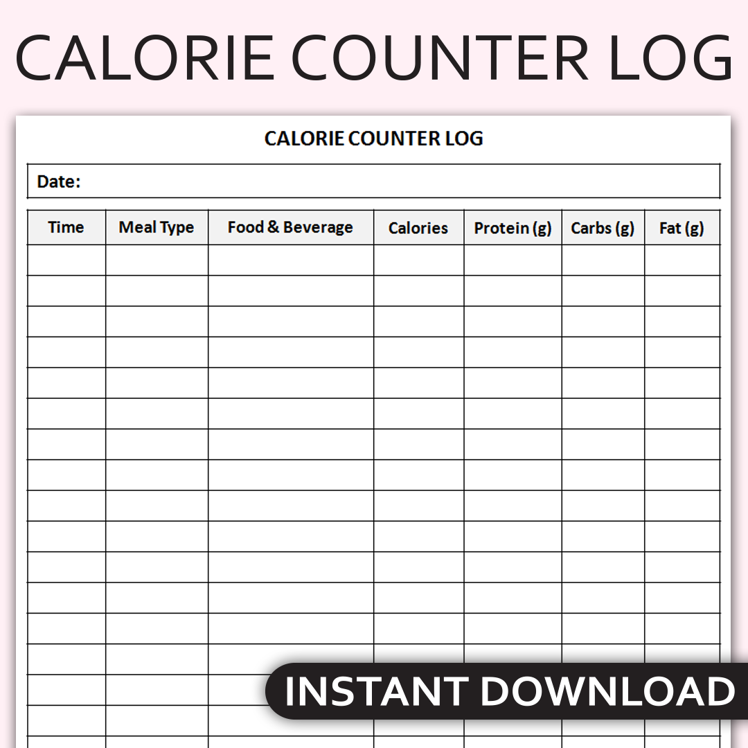 Printable Calorie Calculator Scale Calorie Intake Tracker Printable Workout Calorie Tracker Calorie