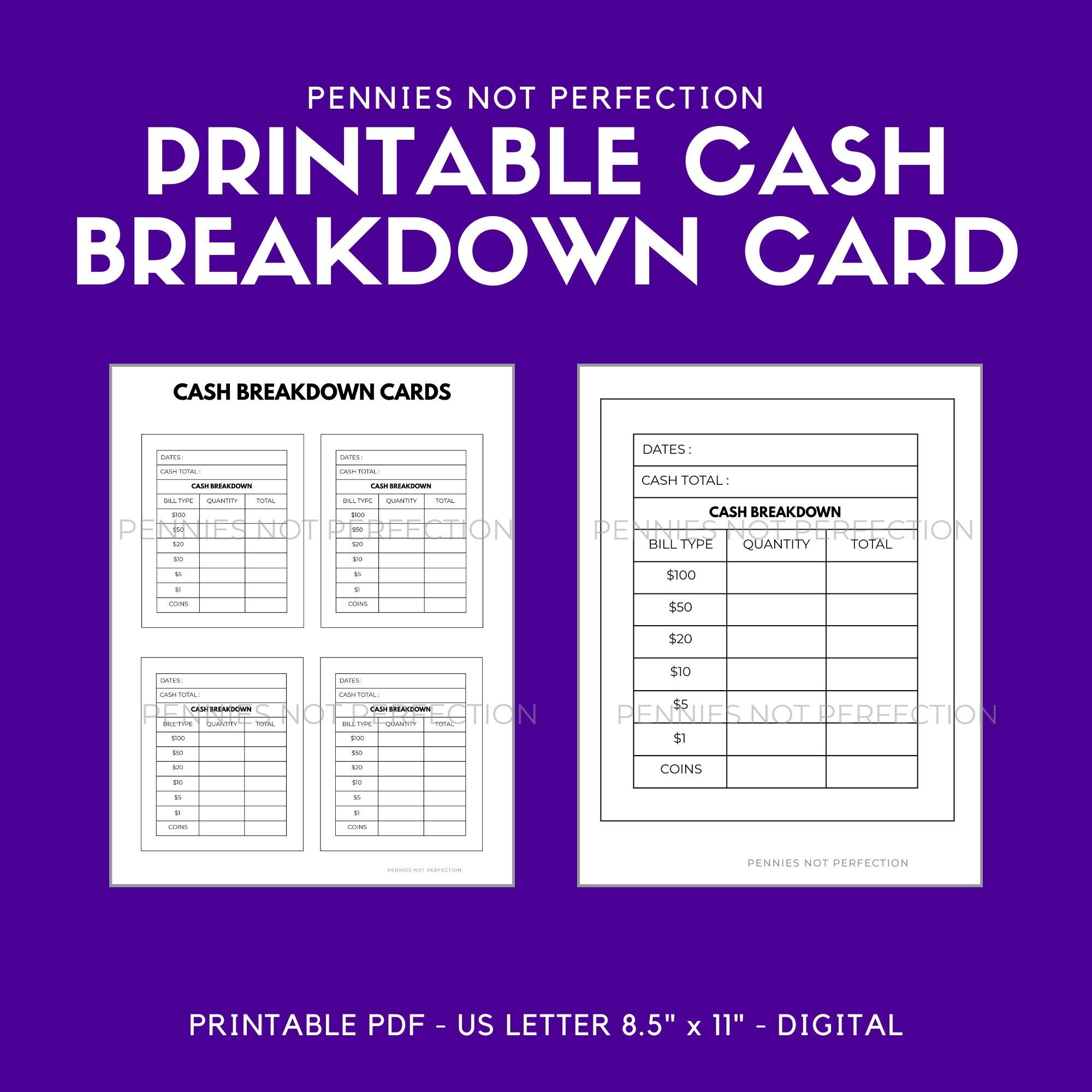 Printable Cash Breakdown Card Cash Breakdown Count Sheet Printable PDF Etsy Printable Cash Breakdown Card Cash Breakdown Count Sheet Printable PDF Etsy