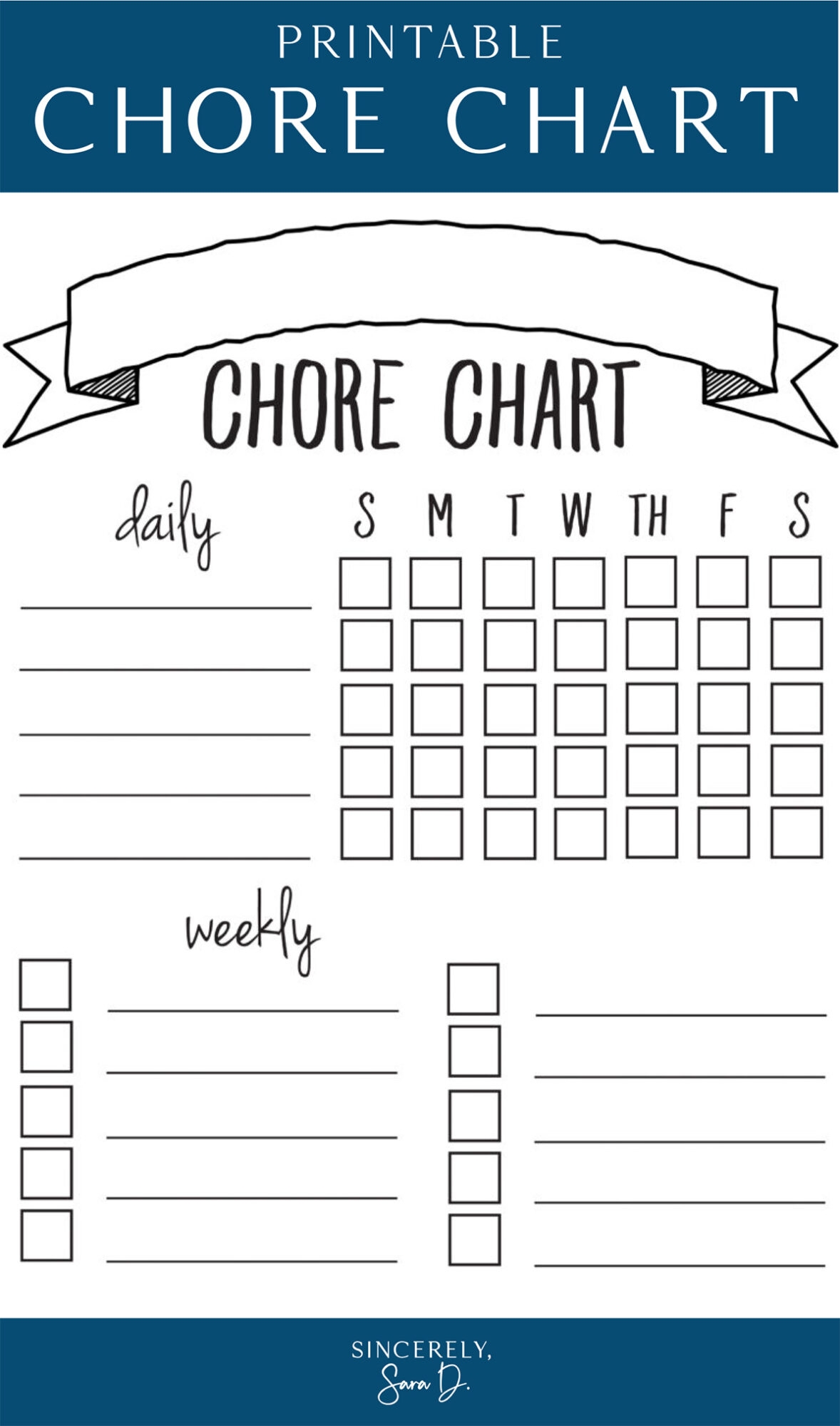 Printable House Chores Chart