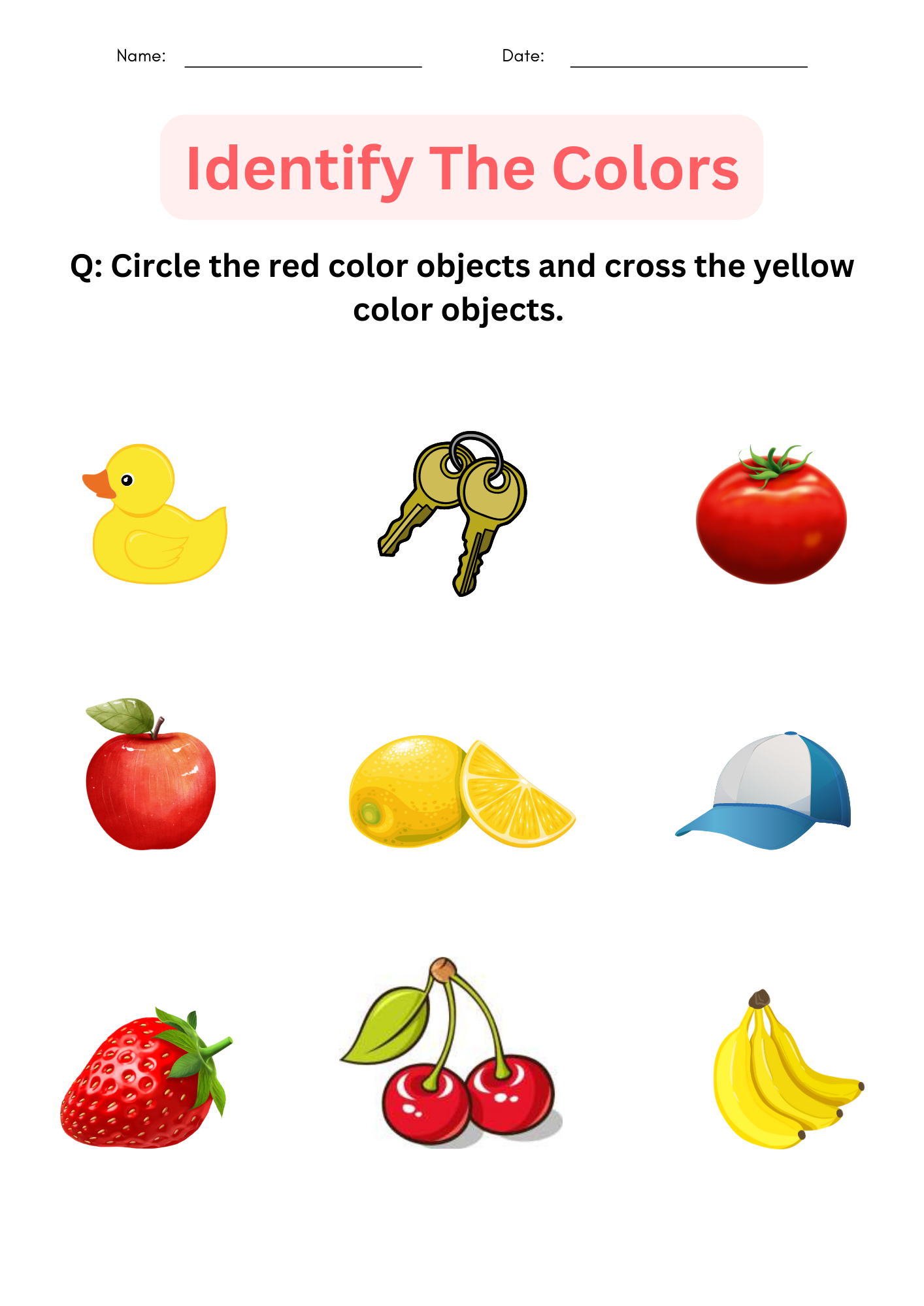 Printable Color Red Worksheets For Preschool