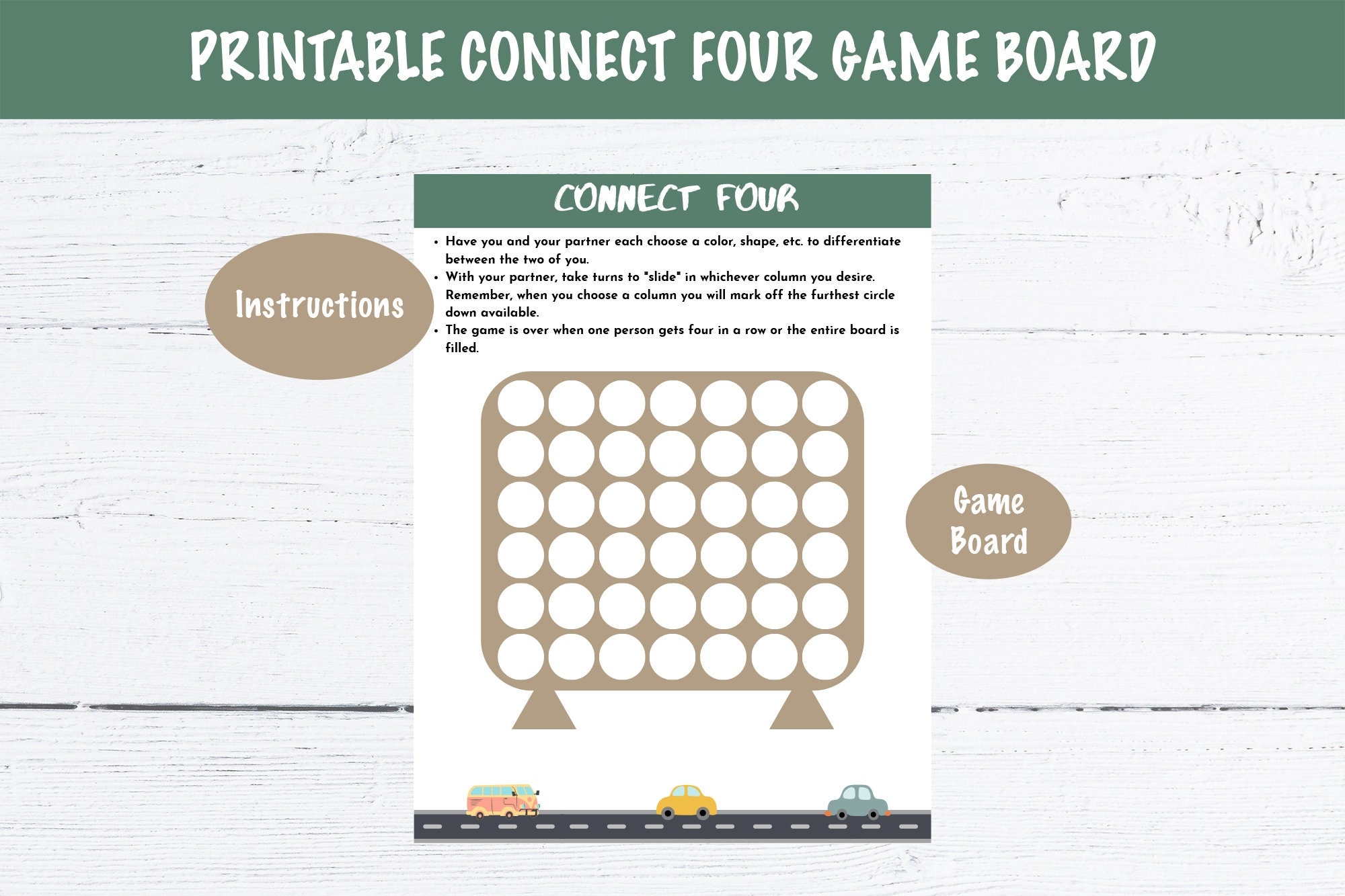 Printable Connect Four Game Board Template Etsy