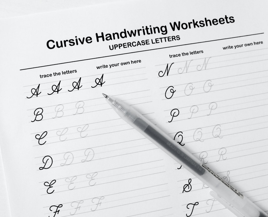 Printable Cursive Worksheets 9 Pages letters And Words For Middle School Kids And Up Adults PDF File Only Etsy Sweden
