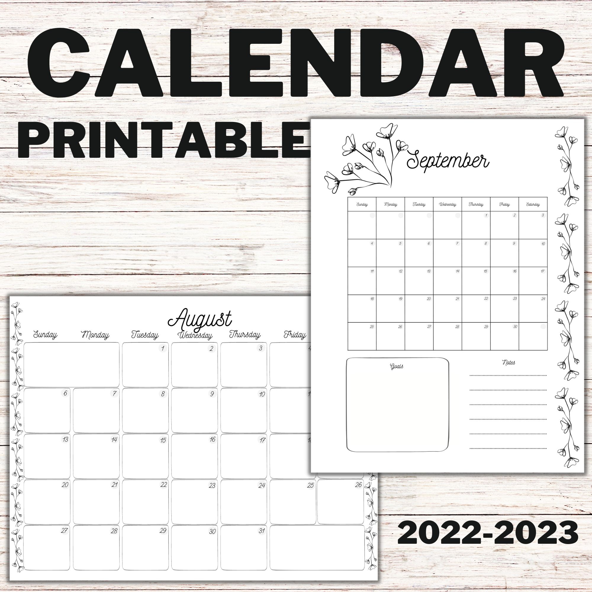 August And September Printable Calendar