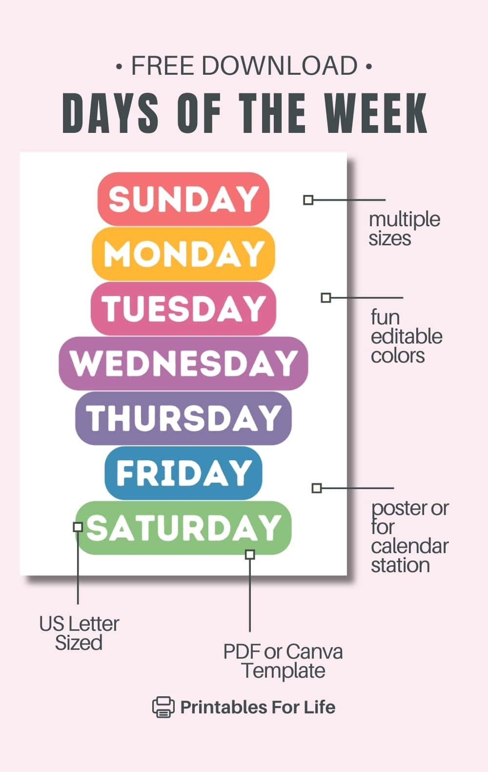 Printable Days Of The Week FREE Download Printable Days Of The Week FREE Download